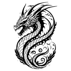 Dragon illustration hand draw black colour logo symbol perfect.