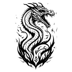 Dragon illustration hand draw black colour logo symbol perfect.