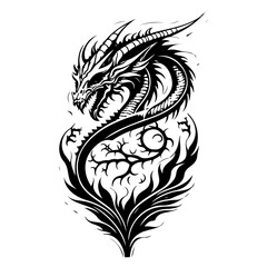 Dragon illustration hand draw black colour logo symbol perfect.