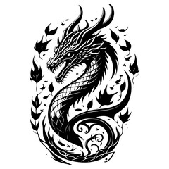 Dragon illustration hand draw black colour logo symbol perfect.