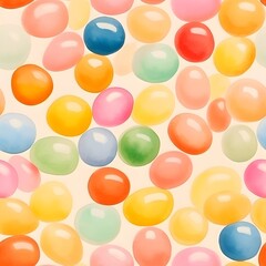 Fototapeta premium Colorful candy seamless pattern with round sweets. Bright confectionery background for wrapping paper, textile print, or greeting card design. Sweet treat concept