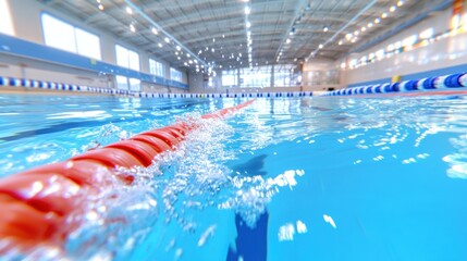 Indoor pool with ripples and a lane divider