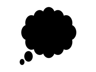 Black thought bubble cloud icon vector illustration for speech and communication design element concept silhouette