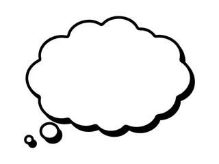 Blank white speech bubble vector illustration for dialogue and thought cloud graphic design element isolated on white silhouette