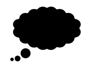 Black and white thought bubble vector graphic for design and illustration projects and creative communication needs silhouette
