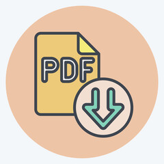 Icon PDF File. related to Download symbol. color mate style. design editable