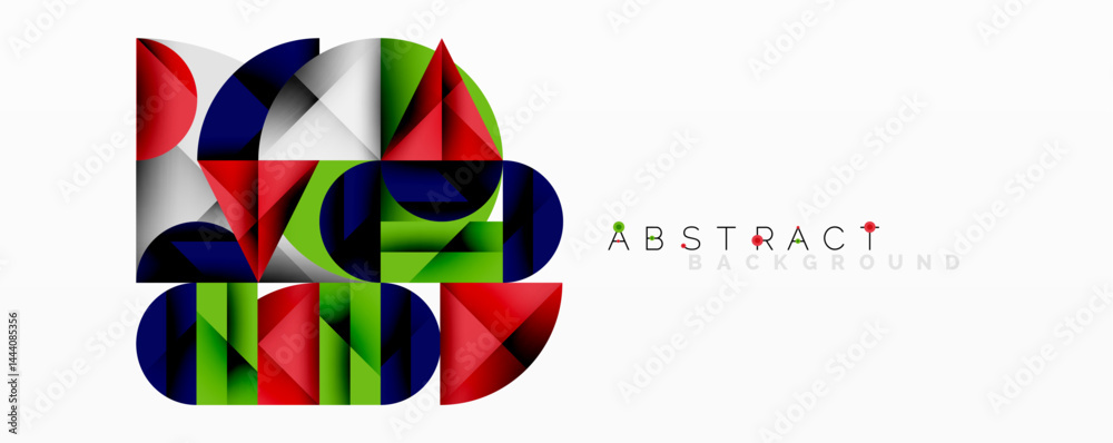 Aufkleber colorful geometric shapes overlap creating modern design. bright red, green, blue, white elements fo