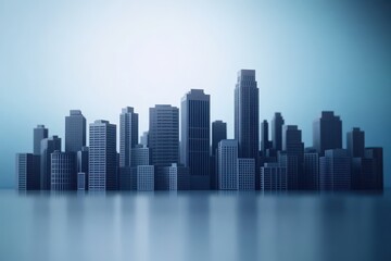 Obraz premium Urban skyline composed of dark gray buildings.