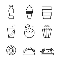 food and drink icon set eps 10