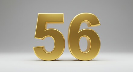 Elegant gold number fifty six on a smooth neutral gradient background
