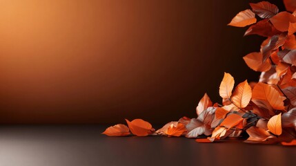 Autumnal foliage cascading onto a dark surface