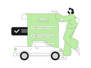 Buy insurance for car flat character vector concept operation illustration
