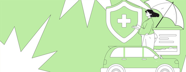 Buy insurance for car flat character vector concept operation illustration
