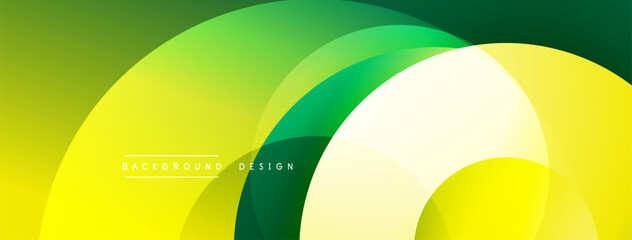 Abstract background features overlapping circles. Gradient shades transition from yellow to green. Modern design element for digital projects.