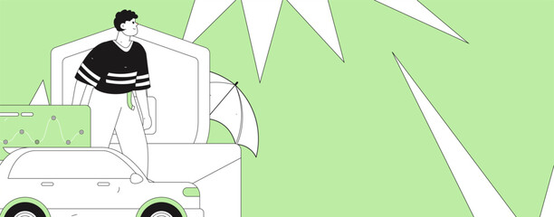 Buy insurance for car flat character vector concept operation illustration
