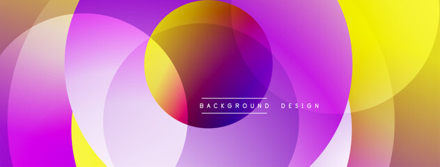 Abstract colorful circles overlap. Gradient shades create modern visual effect. Background design for digital projects.