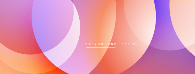 Abstract colorful circles overlap. Gradient hues create modern visual effect. Soft shapes suggest fluidity, harmony.