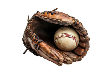 Baseball glove and holding a ball isolated on transparent background 