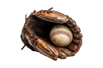 Baseball glove and holding a ball isolated on transparent background
