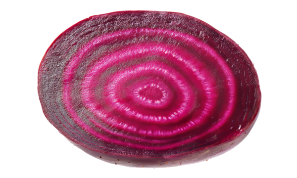 Close up of sliced beetroot red beet vegetable healthy food photography isolated on transparent background