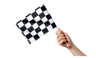 Checkered flag race finish line motorsport competition success concept isolated on transparent background