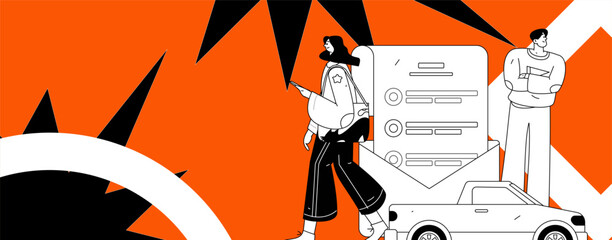 Buy insurance for car flat character vector concept operation illustration  © Lyn Lee