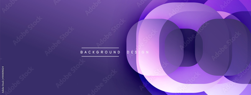 Poster Abstract purple layers create modern design. Gradient shades offer depth, visual interest. Minimal text complements composition.