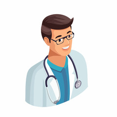 Fototapeta premium Professional Female Doctor Vector Illustration – Flat Style Medical Character with Stethoscope and Clipboard for Healthcare Designs