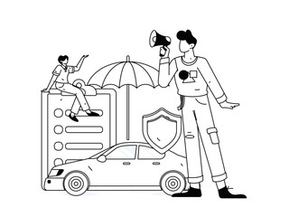 Buy insurance for car flat character vector concept operation illustration
