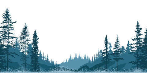 Silhouette of a forest, isolated on white background © Valerii