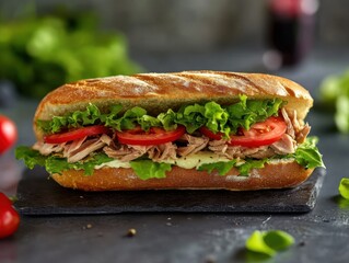 Handcrafted Tuna Submarine Sandwich Culinary Creation