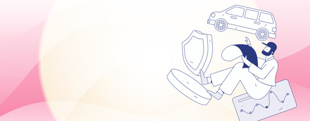 Buy insurance for car flat character vector concept operation illustration
