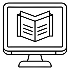 Digital Book on Computer Screen Vector Illustration