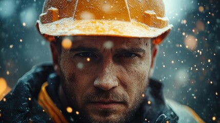 Determined worker in winter