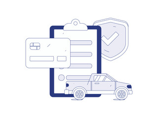 Obraz premium Buy insurance for car flat character vector concept operation illustration 