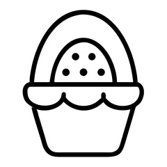Outline Easter basket icon with egg 