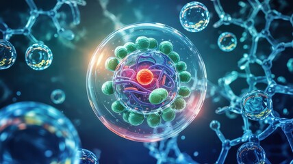 Microscopic view of a cell with internal components