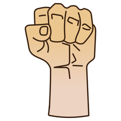 Vector illustration of a clenched human fist raised upward, symbolizing strength, resistance, and empowerment. Ideal for use in themes of protest, solidarity, revolution, or motivation.