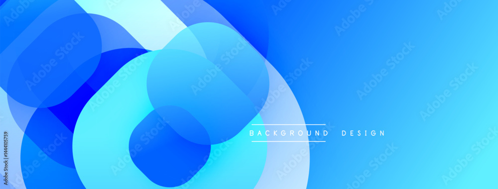 Aufkleber Abstract blue background. Overlapping circles create dynamic visual effect. Gradient shades offer depth, modern aesthetic.