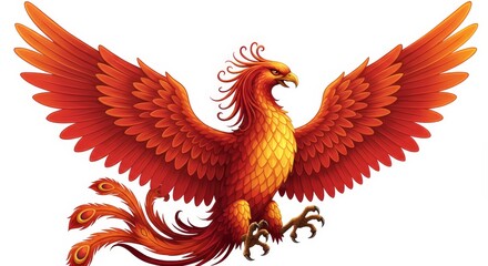 Majestic Phoenix Clipart Isolated - Symbolizing rebirth, immortality, power, freedom, and elegance, this vibrant phoenix clipart is perfect for various design projects
