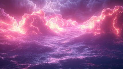 Fototapeta premium Neon storm abstract composition with energetic currents background jpeg