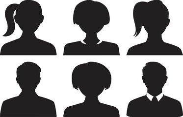Silhouette User Avatar Icon Set | Male and Female Profile Vectors | Anonymous People Icons | Digital User Graphics