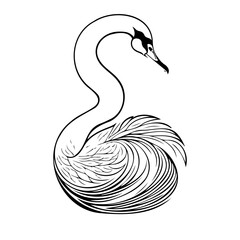 Elegant avian silhouette, presenting a swan in minimalist design with flowing lines