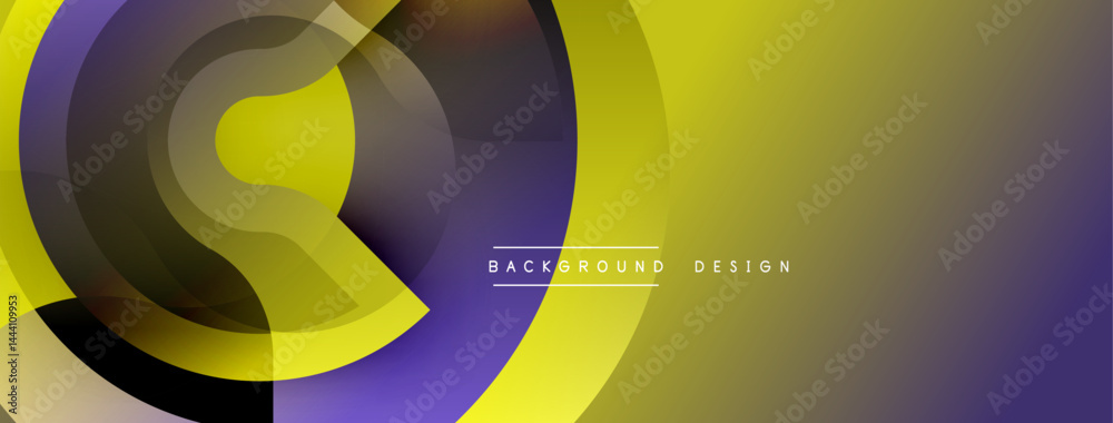 Aufkleber abstract geometric shapes, yellow, purple hues. modern design, layered circles create dynamic visual