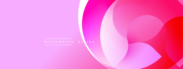 Abstract pink background. Overlapping layers create dynamic visual effect. Smooth gradients, modern design elements present.