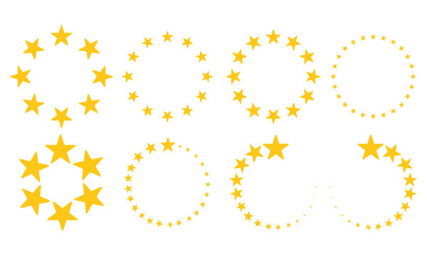 yellow stars circle set on white background. Suitable for any design. Vector symbol template illustration