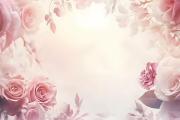 Elegant Frame Created with Pastel Roses and Peonies