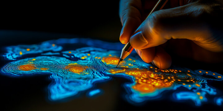 A businessman is creating a growth graph and displaying a global map using advanced holographic data technology,