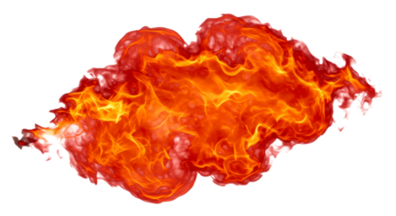 Blazing inferno engulfs the scene