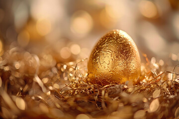 Experience the captivating beauty and deep meaning of the golden egg, shining with endless potential and hidden treasures, inspiring wonder and excitement for the unexpected surprises it holds  